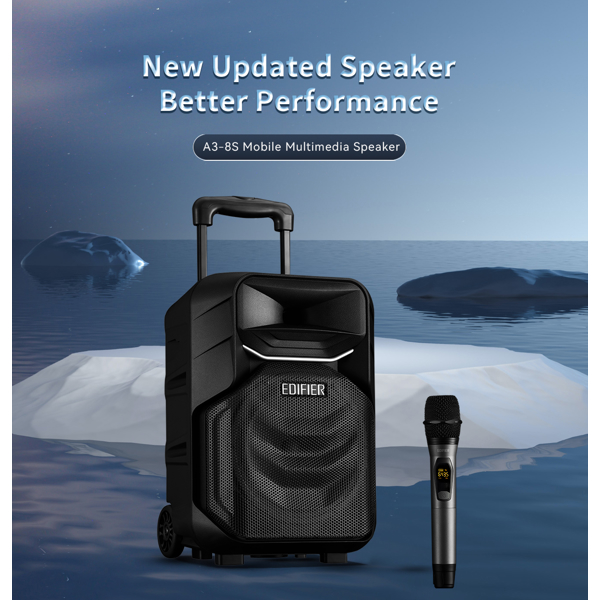 კარაოკე დინამიკი Edifier A3-8s, 8W, Bluetooth , USB, Party Trolley Speaker, Black