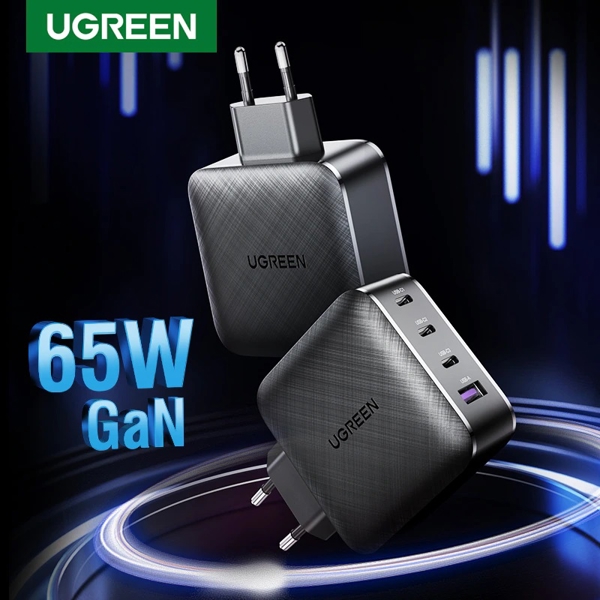 UGREEN CD224 (70774), GaN, 65W, Type-C, USB, Black