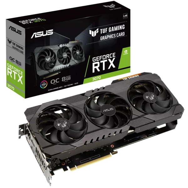 ვიდეო დაფა Asus TUF Gaming GeForce RTX3070 OC V2 LHR, 8GB, 256bit, HDMI, DP, Black