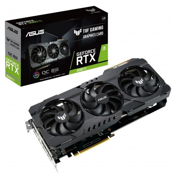 ვიდეო დაფა Asus Tuf Gaming GeForce RTX3060 Ti OC V2 LHR, 8GB, 256bit, HDMI, DP, Black