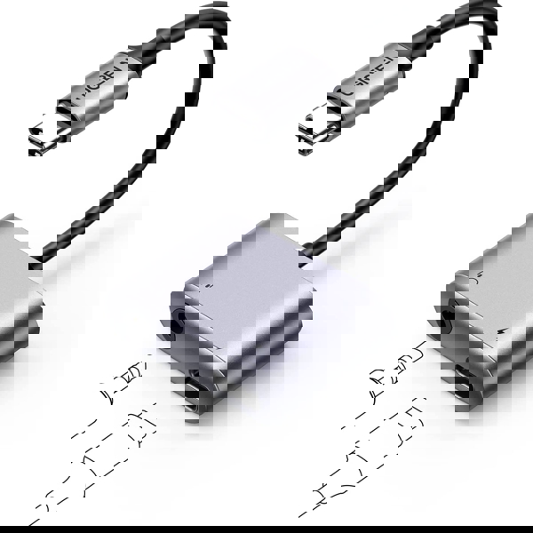 აუდიო ადაპტერი UGREEN CM231 (60164) Type-c to 3.5mm Audio Adapter with PD, Silver