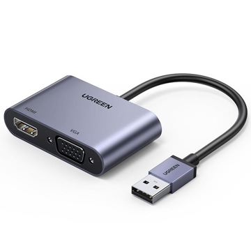 ადაპტერი UGREEN CM449 (20518) USB to HDMI / VGA Converter 3.0, Silver