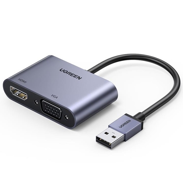 UGREEN CM449 (20518) USB 3.0 to HDMI/VGA Converter, Silver