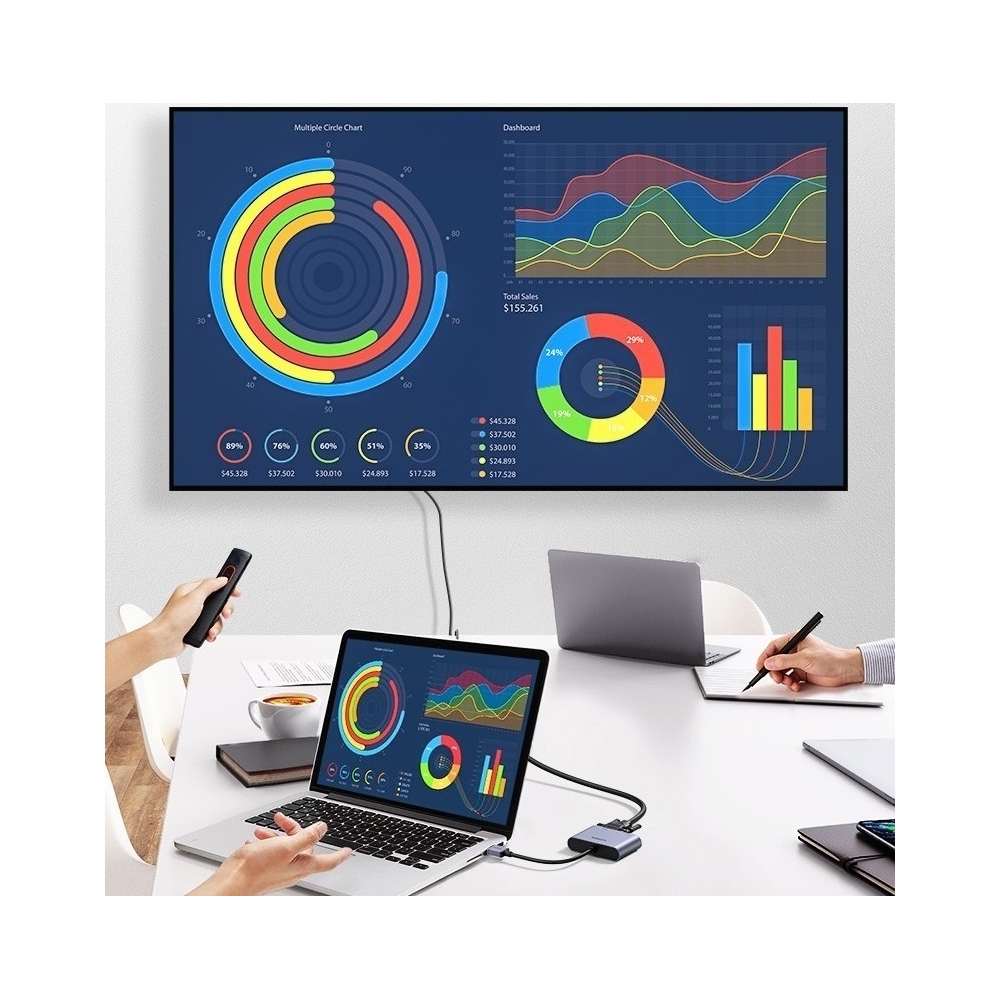 ადაპტერი UGREEN CM449 (20518) USB 3.0 to HDMI/VGA Converter, Silver