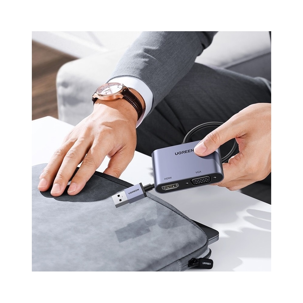 UGREEN CM449 (20518) USB 3.0 to HDMI/VGA Converter, Silver