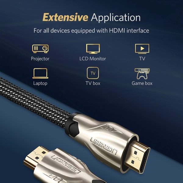 HDMI კაბელი UGREEN HD102 (11190) 4K/60Hz High Speed ​​HDMI 2.0 Cable, 1.5m, Black