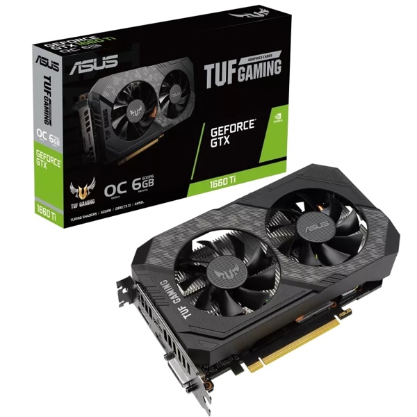 ვიდეო დაფა Asus Tuf Gaming GeForce GTX1660 Ti, 6GB, 192bit, HDMI, DP, DVI-D, Black