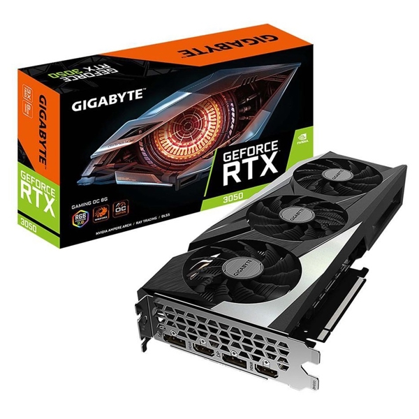 ვიდეო დაფა Gigabyte Gaming GeForce RTX3050 OC LHR, 8GB, 128bit, HDMI, DP, Black/Silver