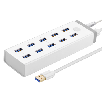 USB ჰაბი UGREEN CR117 (20297) USB 3.0 Charging Hub, 10 Port, White