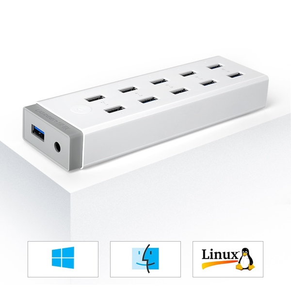 USB ჰაბი UGREEN CR117 (20297) USB 3.0 Charging Hub, 10 Port, White