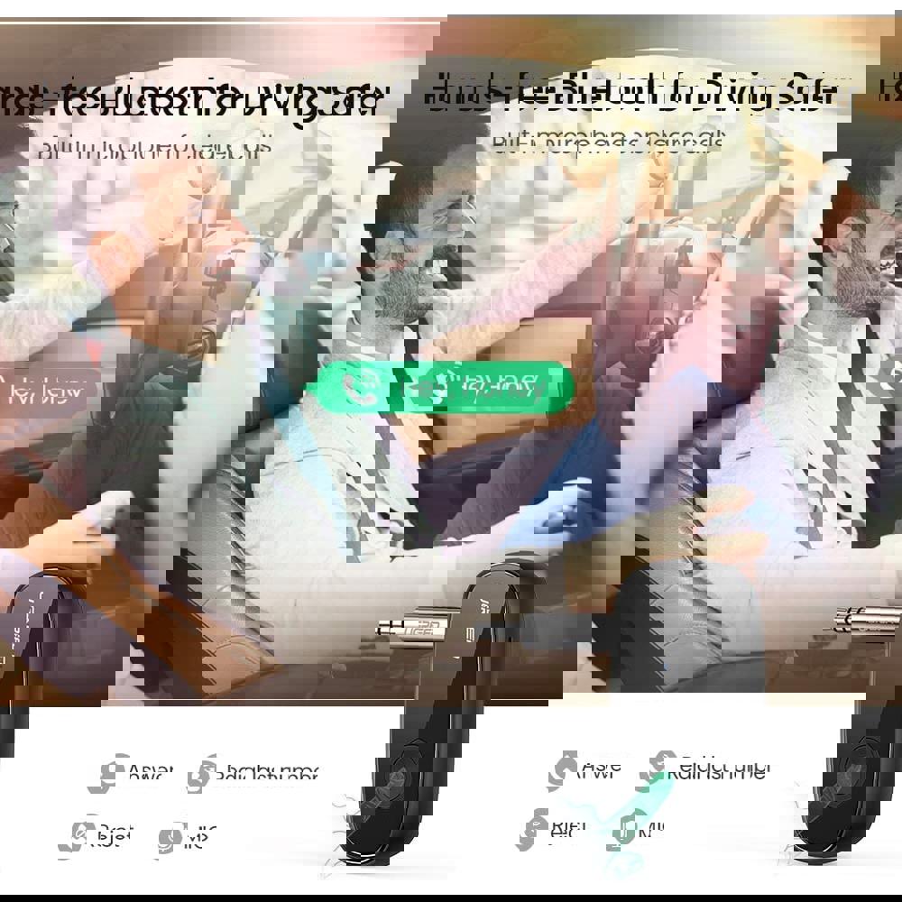 Car Adapter UGREEN CM279 (70304), Bluetooth 5.0, AUX, Black