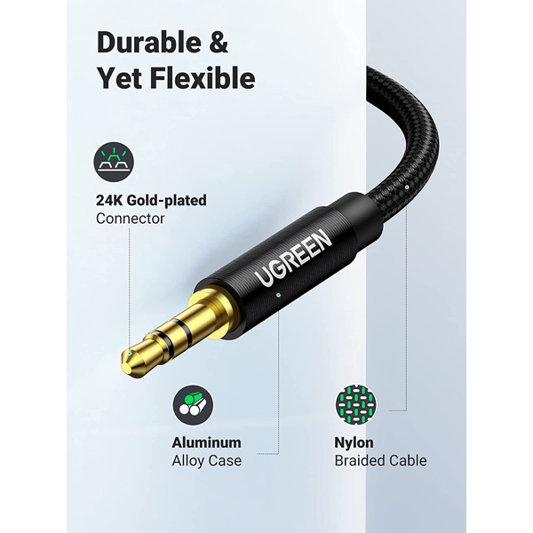 აუდიო კაბელი UGREEN AV112 (50360) 3.5mm Male to 3.5mm Male Cable, 0.5m, Black