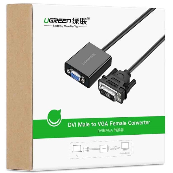 UGREEN MM108 (40387) DVI-D to VGA Active Converter, 0.3m, Black EOL