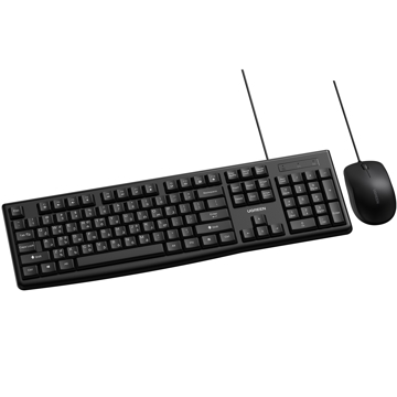 UGREEN MK003 (15097) MU007 (90789) Wired Keyboard and Mouse Combo, Georgian QWERTY, USB, 1.5m, Black