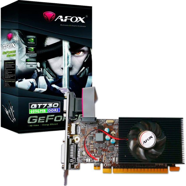 ვიდეო დაფა Afox GeForce GT730, 4GB, 128bit, VGA, HDMI, DVI, Black