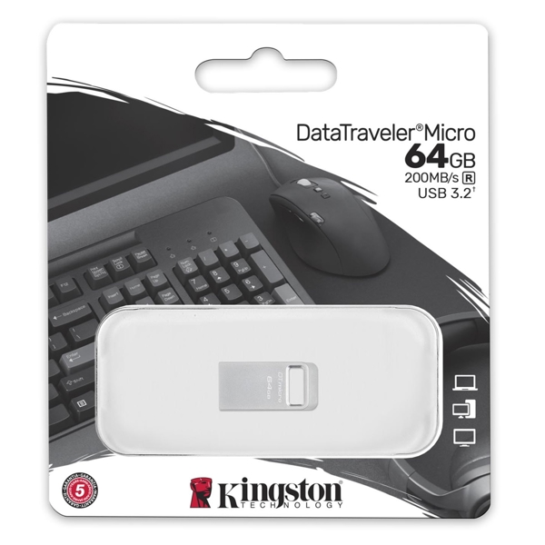 USB ფლეშ მეხსიერება Kingston DTMC3G2/64GB, 64GB, USB 3.2, Silver