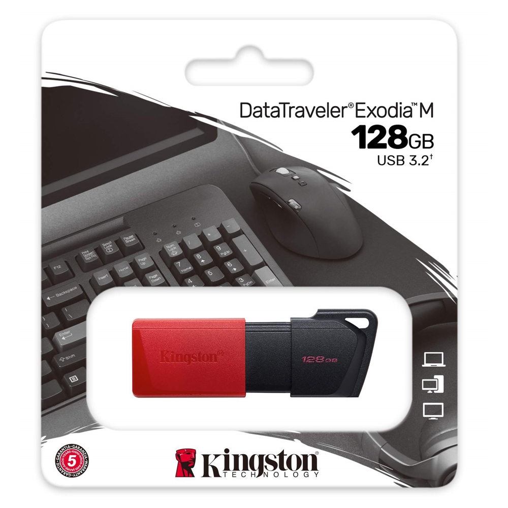 USB ფლეშ მეხსიერება Kingston DTXM/128GB, 128GB, USB 3.2, Red/Black
