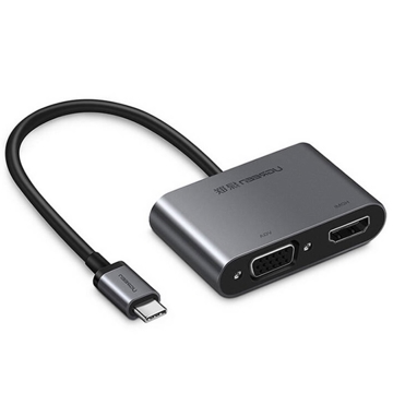 ადაპტერი UGREEN CM162 (50505) Type-c to HDMI / VGA /USB 3.0 Adapter with PD, Gray