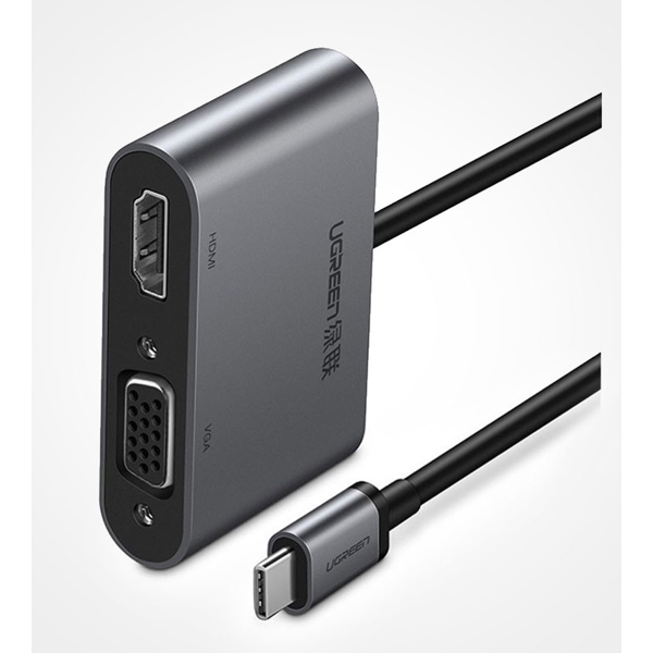 ადაპტერი UGREEN CM162 (50505) Type-c to HDMI / VGA /USB 3.0 Adapter with PD, Gray