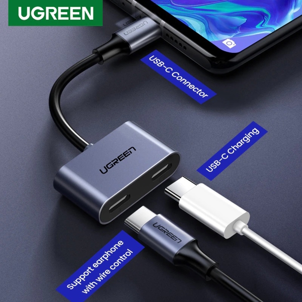 USB-C ადაპტერი UGREEN CM232 (60165) Type-C USB-C One-Two Converter, Gray