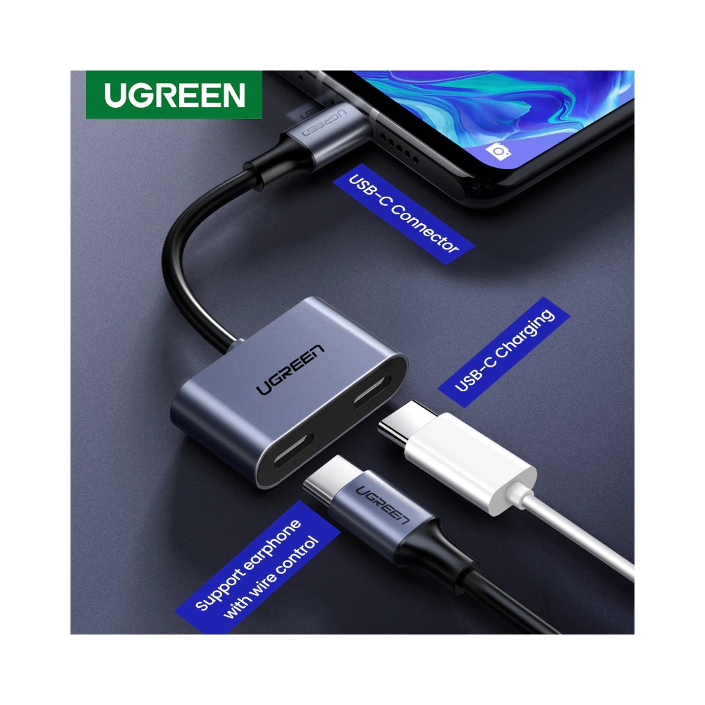 UGREEN CM232 (60165) Type-C One-Two Converter, Gray