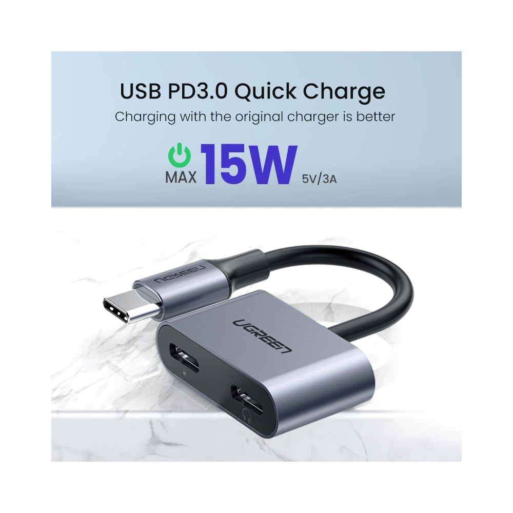 UGREEN CM232 (60165) Type-C One-Two Converter, Gray