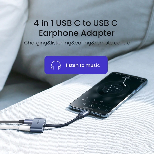 USB-C ადაპტერი UGREEN CM232 (60165) Type-C USB-C One-Two Converter, Gray