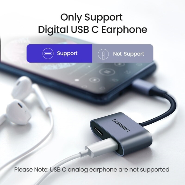 USB-C ადაპტერი UGREEN CM232 (60165) Type-C USB-C One-Two Converter, Gray