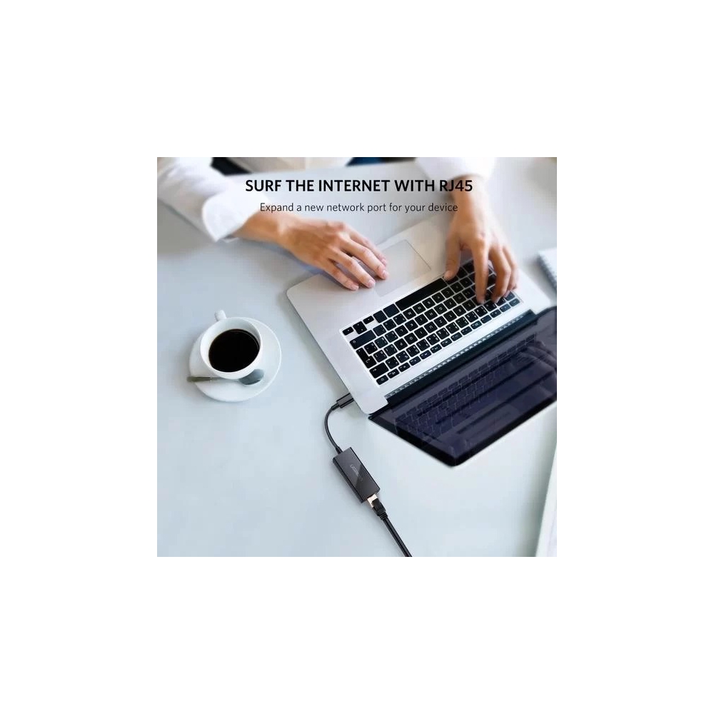 LAN ადაპტერი US236 (50307), Type-C to Lan 10/100/1000Mbps Ethernet Adapter, Black