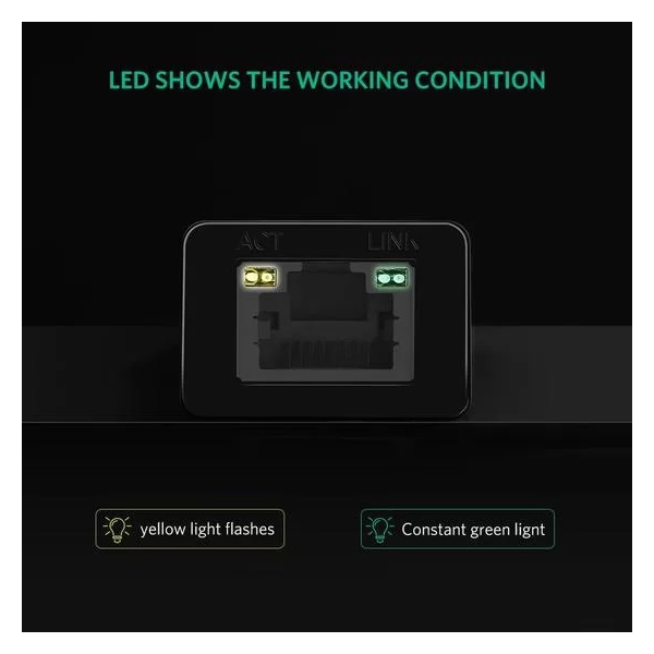 LAN ადაპტერი US236 (50307), Type-C to Lan 10/100/1000Mbps Ethernet Adapter, Black