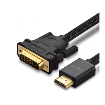 ვიდეო კაბელი UGREEN HD133 (50750) HDMI to DVI Cable with Braid, 1.5m, Black EOL