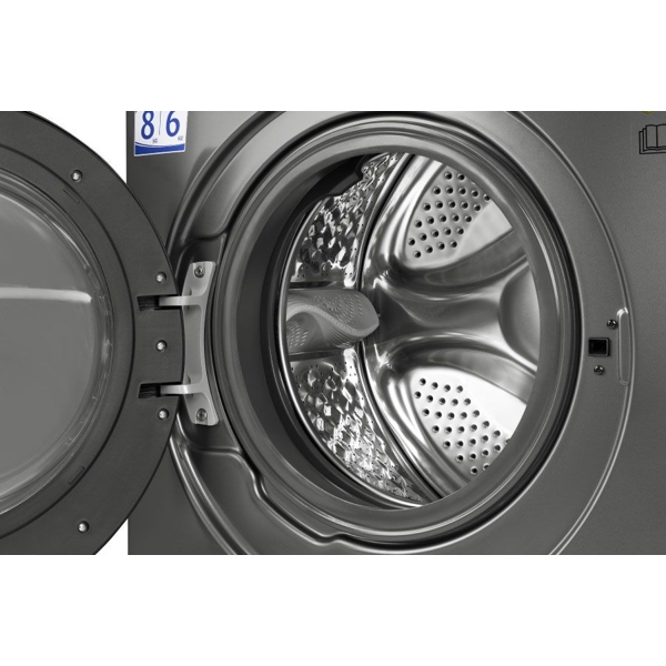 სარეცხი მანქანა+საშრობი Midea MF200D80WB/T, 8Kg, A, 1400Rpm, 79Db, Inventer, Washing Machine, Titanium silver