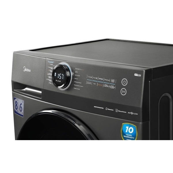 Midea MF200D80WB/T, 8Kg, A, 1400Rpm, 79Db, Inventer, Washing Machine, Titanium silver