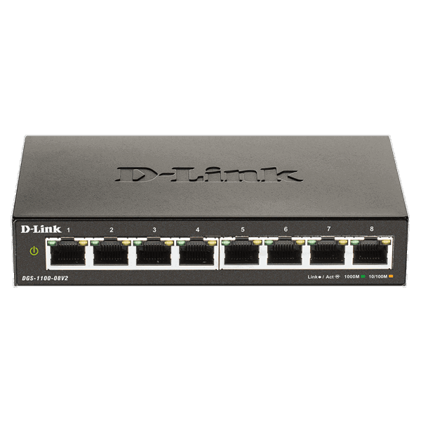 სვიჩი D-Link DGS-1100- 08V2/A1A, 8-Port Gigabit, Switch, Black