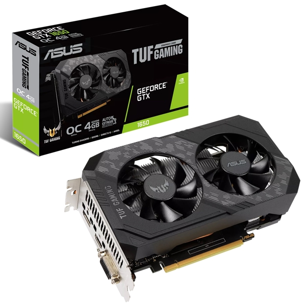 ვიდეო დაფა Asus Gaming GeForce GTX1650 TUF OC, 4GB, 128bit, HDMI, DP, DVI-D, Black