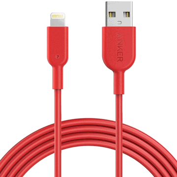 USB კაბელი Aanker Powerline II A8433H91 USB 2.0 to Lightning Cable, 1.8m, Red