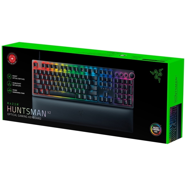 კლავიატურა Razer RZ03-03930700-R3R1 Huntsman V2, Wired, RGB, USB, Gaming Keyboard, Black