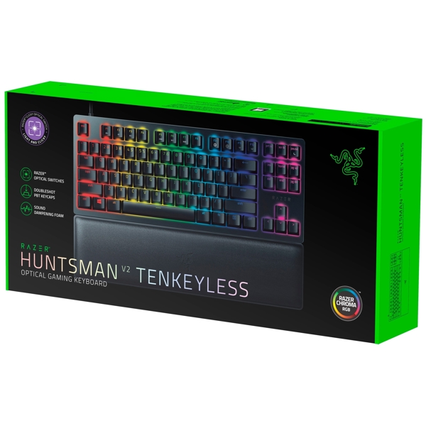 კლავიატურა Razer RZ03-03941400-R3R1 Huntsman V2 Tenkeyless, Purple Switch, Wired, USB, RGB, Gaming Keyboard, Black