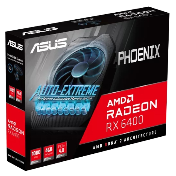 ვიდეო დაფა Asus 90YV0H91-M0NA00, Radeon RX 6400, 4GB, 64bit, HDMI, DP, Black