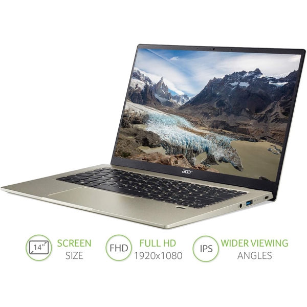 ნოუთბუქი Acer NX.A75ER.00 Swift 1, 14", Pentium N6000, 8GB, 256GB SSD, Integrated, Gold