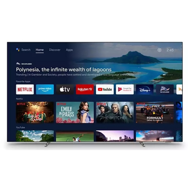 ტელევიზორი Philips 55OLED707/12, 55", 4K UHD, Smart TV, Android, HDMI, USB, CI, RJ-45, Wifi, BT, Metal