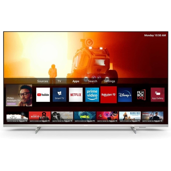 ტელევიზორი Philips 65PUS7556/12, 65", 4K UHD, Smart TV, HDMI, USB, Wifi, Light Silver