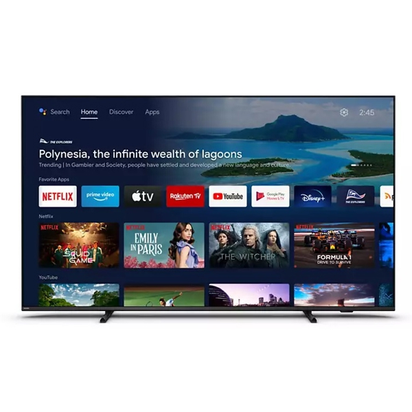 ტელევიზორი Philips 43PUS8007/12, 43", 4K UHD, Smart TV, Android, HDMI, USB, CI, RJ-45, Wifi, BT, Black