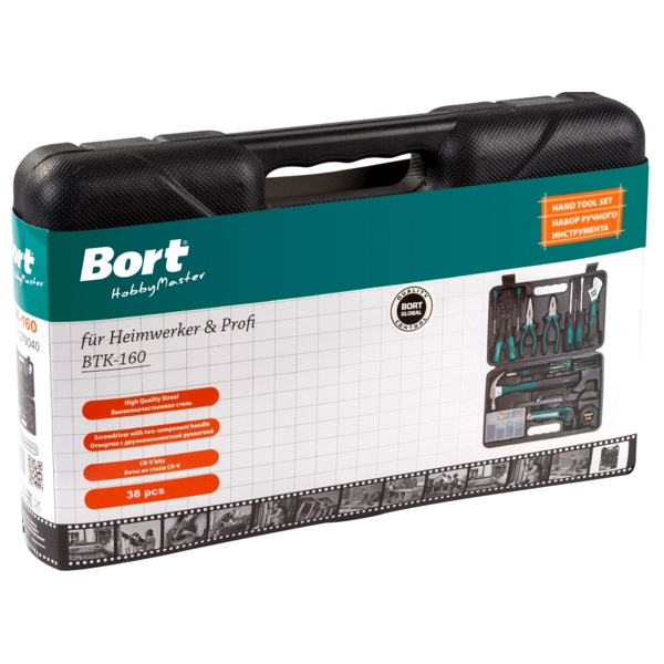 ხელსაწყოების ნაკრები Bort 91279040 BTK-160, 38Pcs Tool Set, Black