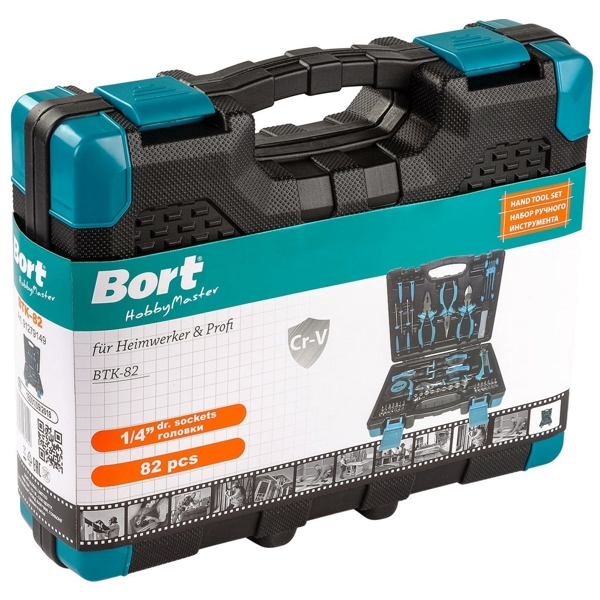 ხელსაწყოების ნაკრები Bort 91279149 BTK-82, 82Pcs Tool Set, Black