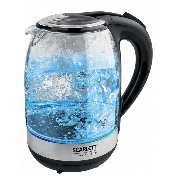 Scarlett SC-EK27G48, 2200W, 1.7L, Electric Kettle, Black