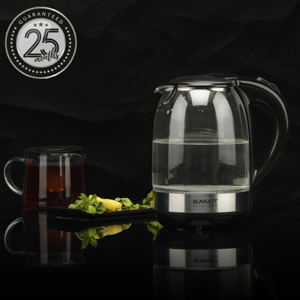 Scarlett SC-EK27G48, 2200W, 1.7L, Electric Kettle, Black