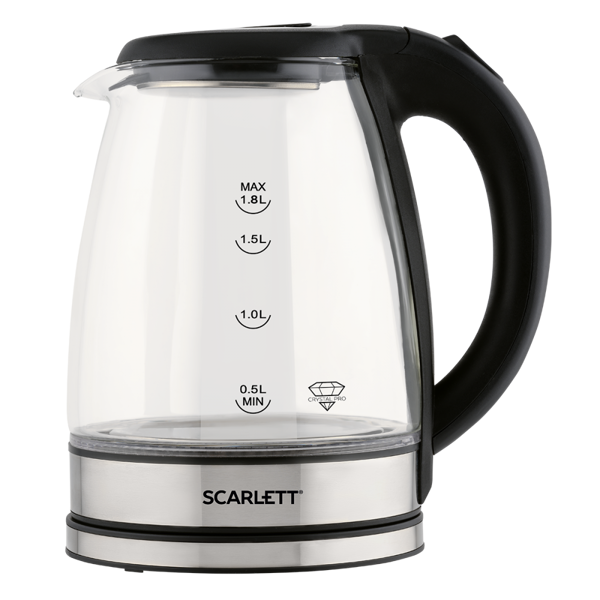 ელექტრო ჩაიდანი Scarlett SC-EK27G88, 1800W, 1.8L, Electric Kettle, Black