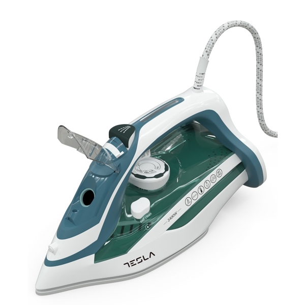 ორთქლის უთო Tesla IR300BL, 2400W, 350ML, Steam Iron, White/Blue