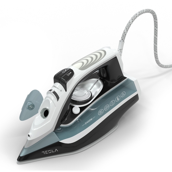 ორთქლის უთო Tesla IR302BL, 2400W, 380ML, Steam Iron, White/Black